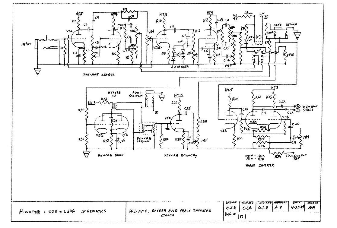Hiwatt Schema's mercury magnetics wiring diagram 