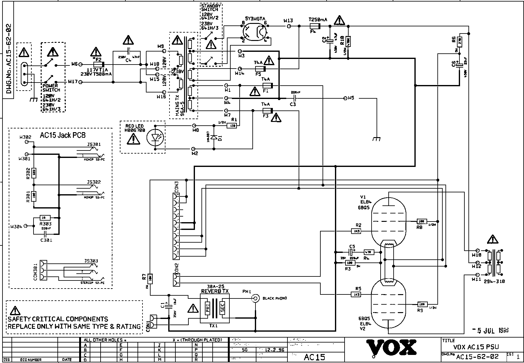 VOX Schema's wiring diagram guitar amp footswitch 